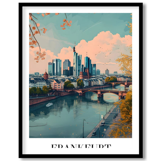 Capture the essence of urban sophistication with this beautiful portrayal of Frankfurt's skyline. for room
