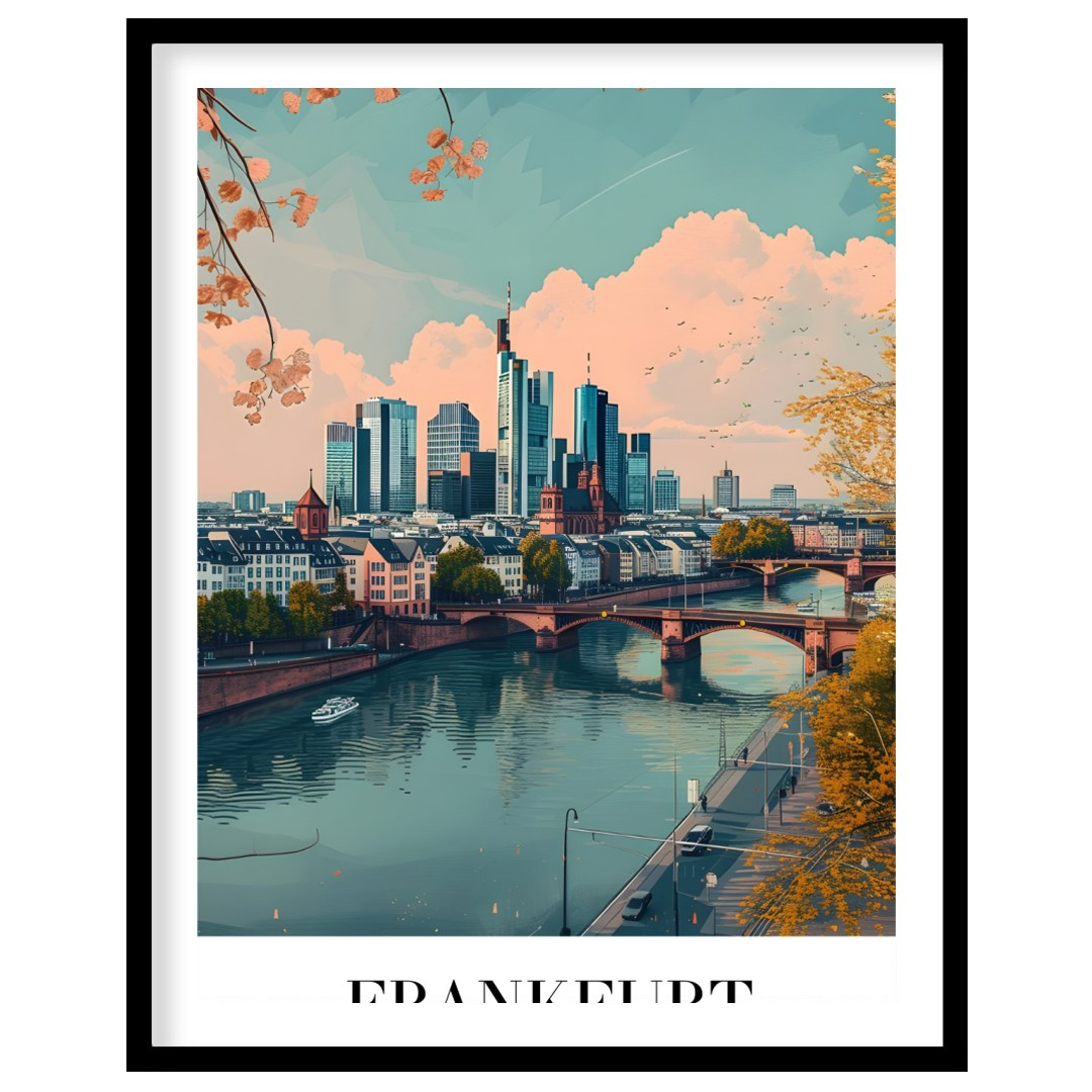 Capture the essence of urban sophistication with this beautiful portrayal of Frankfurt's skyline. for room