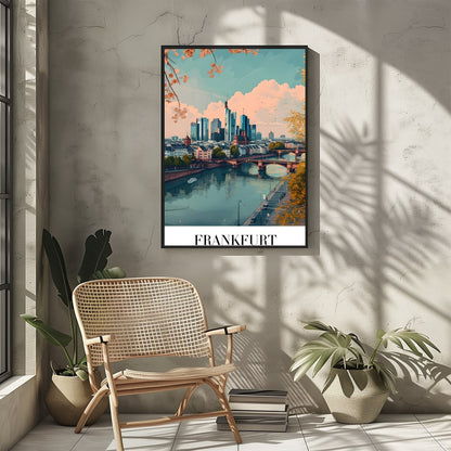 Capture the essence of urban sophistication with this beautiful portrayal of Frankfurt's skyline. for Sitting Area