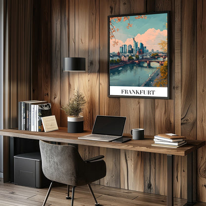 Capture the essence of urban sophistication with this beautiful portrayal of Frankfurt's skyline. for Study and Office