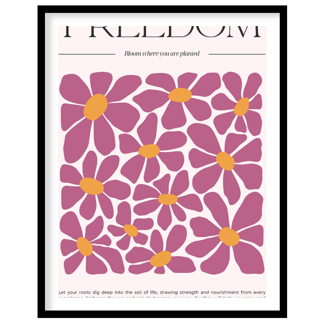 This inspiring and visually rich artwork centers around the bold, serif-font title “FREEDOM” at the… for abode