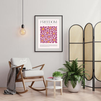 This inspiring and visually rich artwork centers around the bold, serif-font title “FREEDOM” at the… for living room