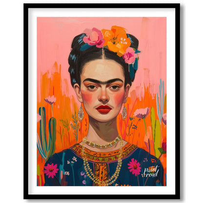 This captivating portrait presents Frida Kahlo in a dreamlike and highly decorative setting, charac… for house