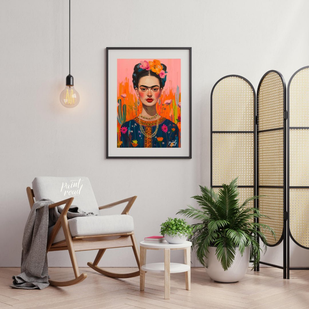 This captivating portrait presents Frida Kahlo in a dreamlike and highly decorative setting, charac… for living room