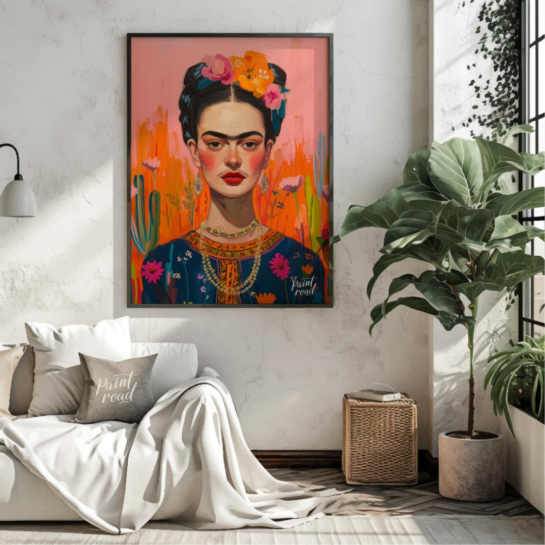 This captivating portrait presents Frida Kahlo in a dreamlike and highly decorative setting, charac… for living room