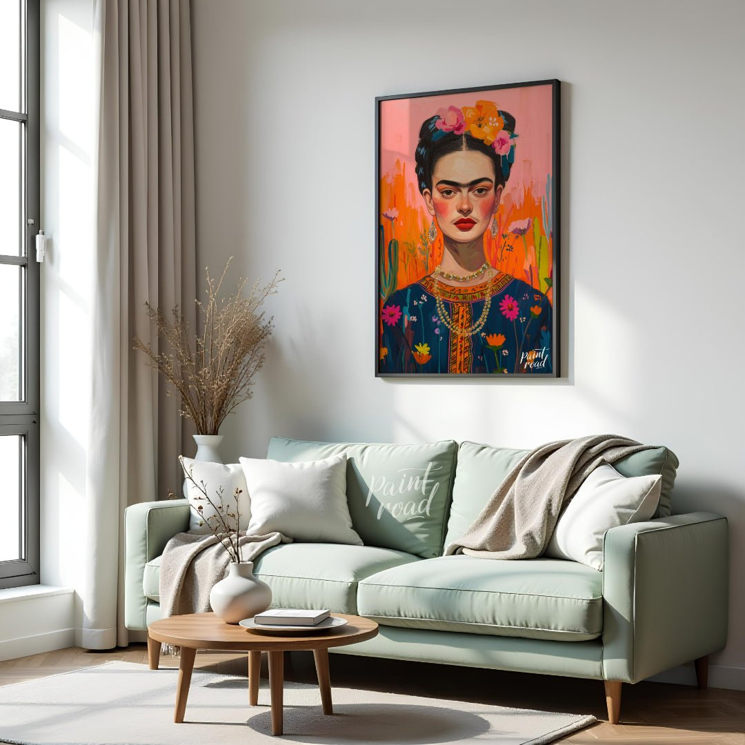 This captivating portrait presents Frida Kahlo in a dreamlike and highly decorative setting, charac… for living room