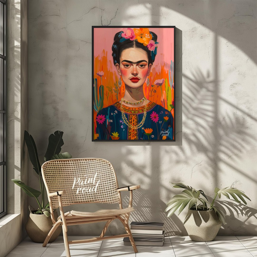 This captivating portrait presents Frida Kahlo in a dreamlike and highly decorative setting, charac… for other