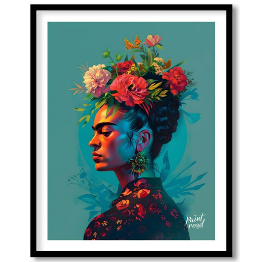 Frida's Floral Crown Painting available online at Paintroad showing Artist Bedroom and Blooms