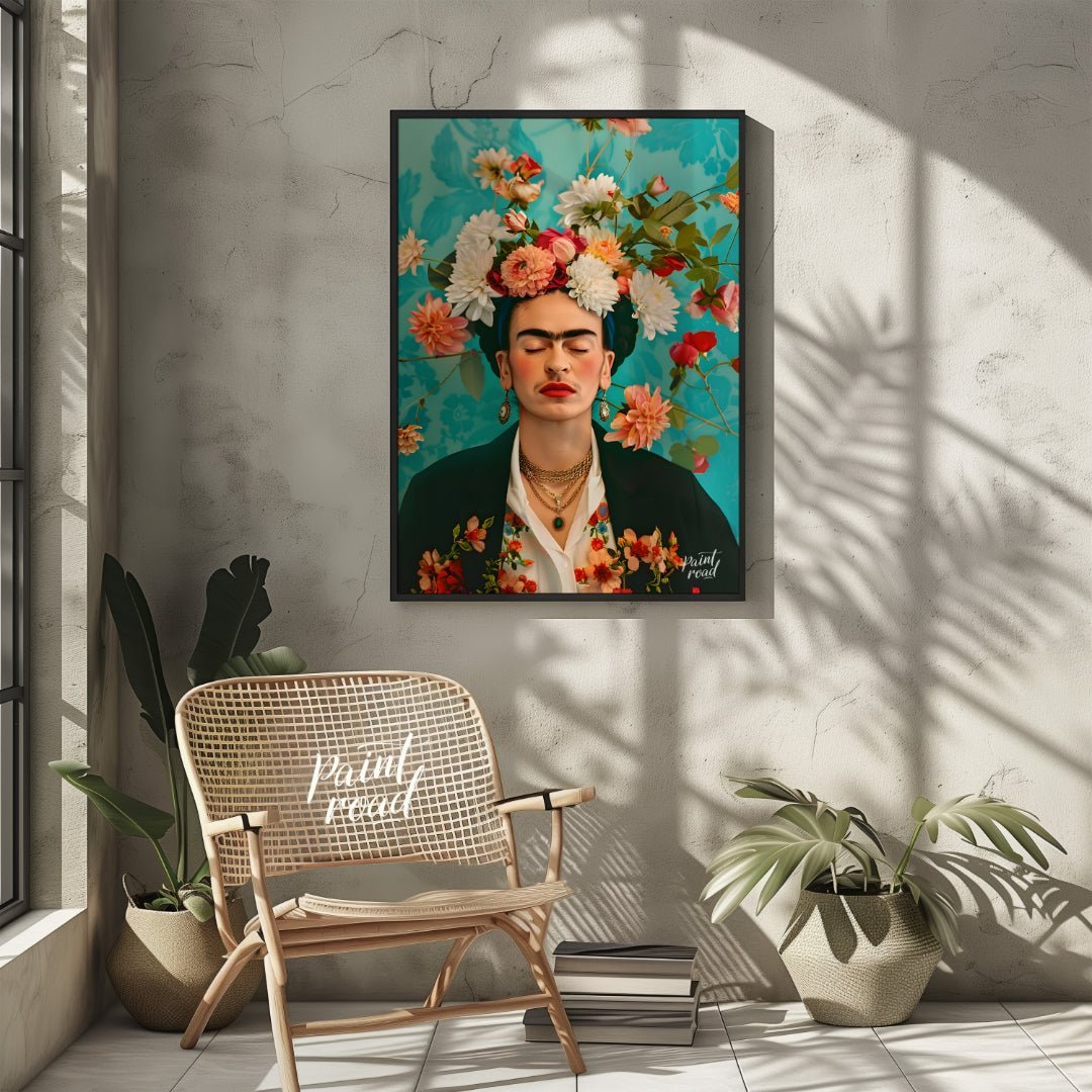 This beautiful painting captures the iconic Frida Kahlo in a stylized portrait, emphasizing her pie… for other