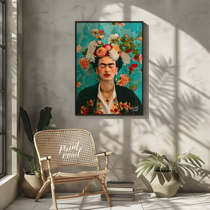This beautiful painting captures the iconic Frida Kahlo in a stylized portrait, emphasizing her pie… for other
