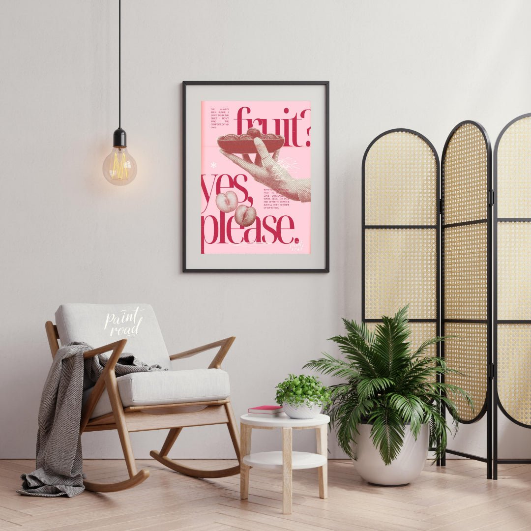 "Fruit Offering" presents a digital collage with a surreal and poetic aesthetic. The artwork featur… for living room