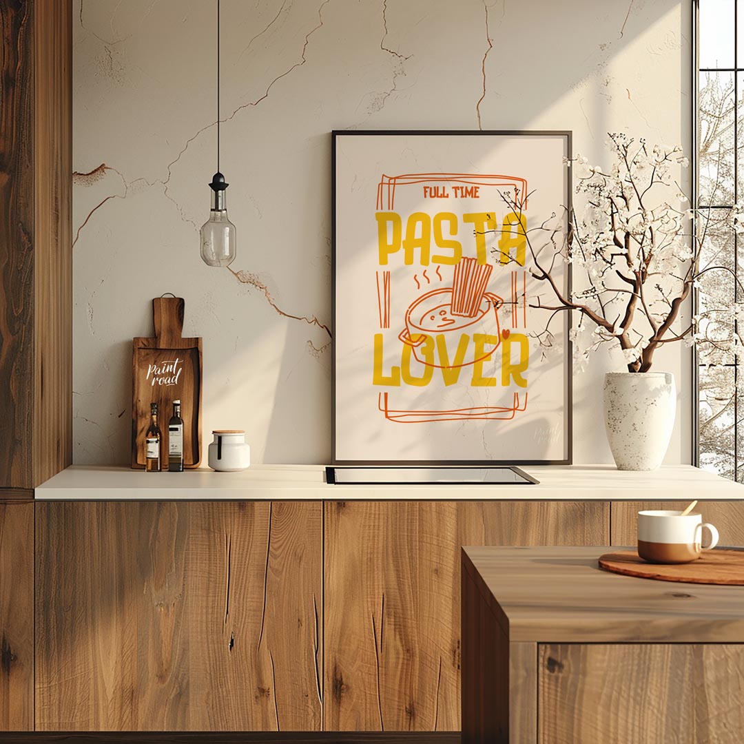 This charming and playful poster is a celebration of all things pasta, designed with a rustic yet m… for kitchen