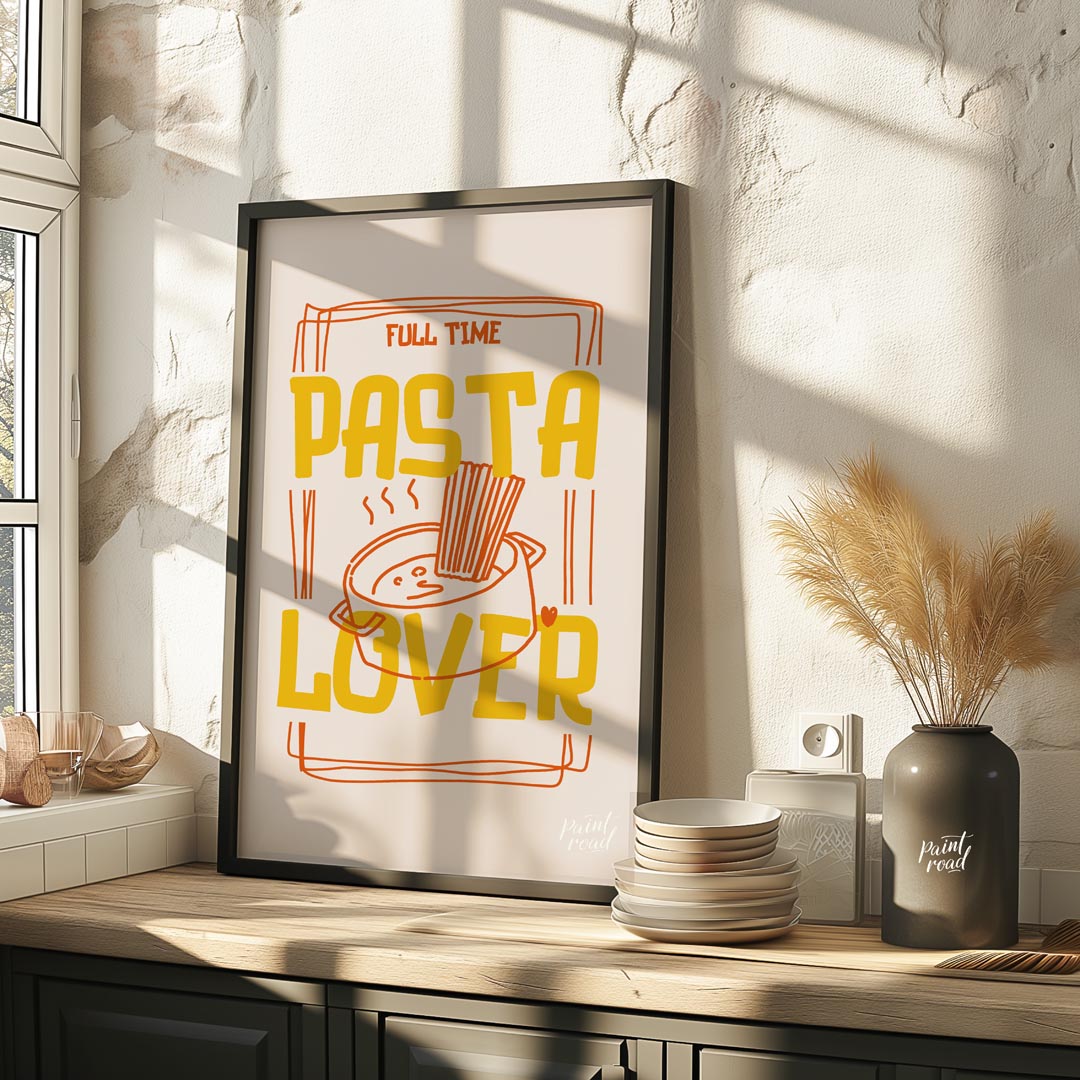 This charming and playful poster is a celebration of all things pasta, designed with a rustic yet m… for kitchen
