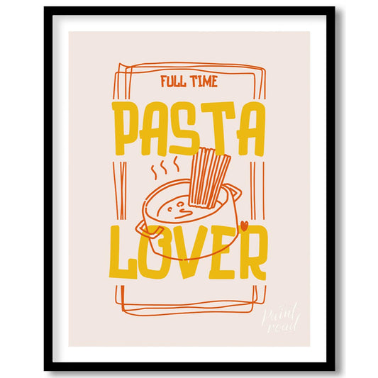 This charming and playful poster is a celebration of all things pasta, designed with a rustic yet m… for room