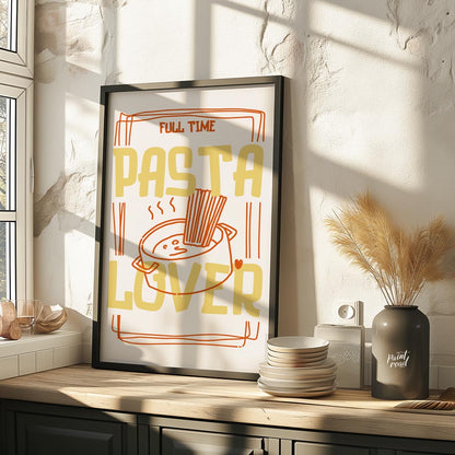 This engaging and spirited poster is a playful declaration for any pasta enthusiast, presented in a… for kitchen