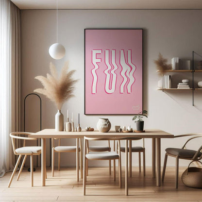 This vibrant and playful graphic features the word “FUN” in bold, uppercase white letters, set agai… for dining room
