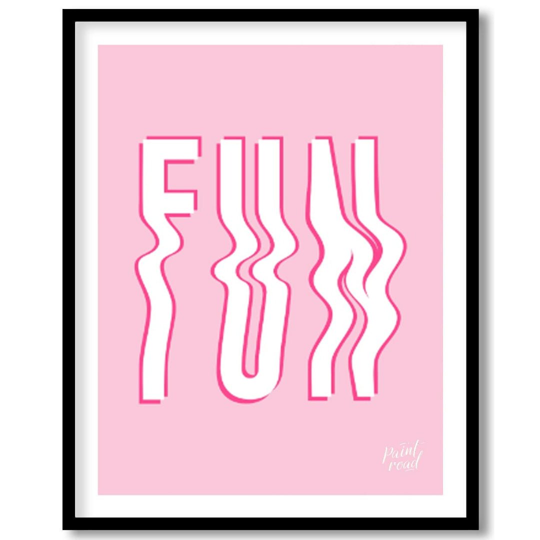 This vibrant and playful graphic features the word “FUN” in bold, uppercase white letters, set agai… for office
