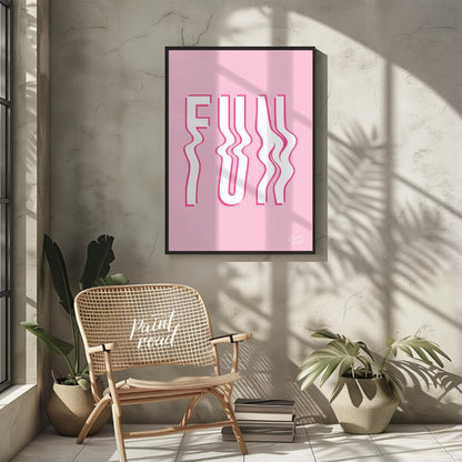 This vibrant and playful graphic features the word “FUN” in bold, uppercase white letters, set agai… for other