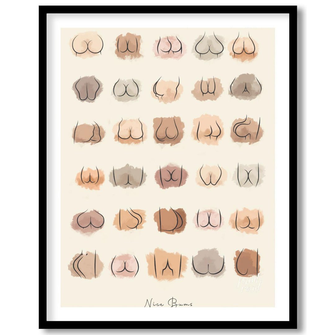 Funny Bums (Minimalist Buttocks Art) Painting available online at Paintroad showing abstract art art print and bathroom decor