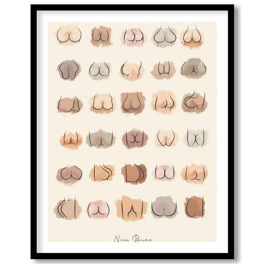 Funny Bums (Minimalist Buttocks Art) Painting available online at Paintroad showing abstract art art print and bathroom decor