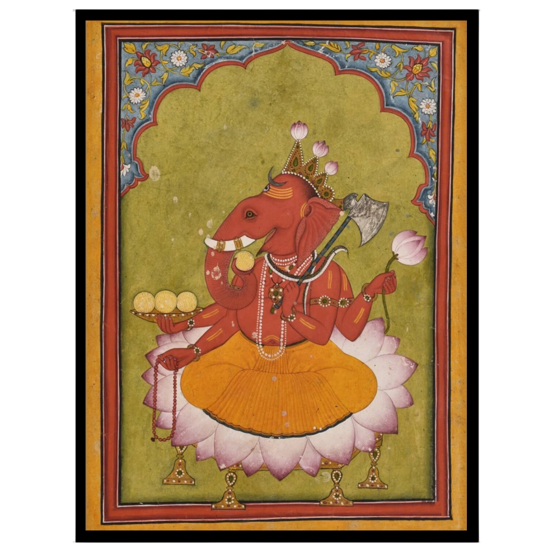 Immerse yourself in the vibrant essence of Rakta Ganapati with this exquisite Pichwai artwork. for nook