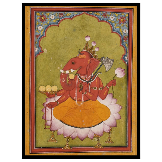 Immerse yourself in the vibrant essence of Rakta Ganapati with this exquisite Pichwai artwork. for nook