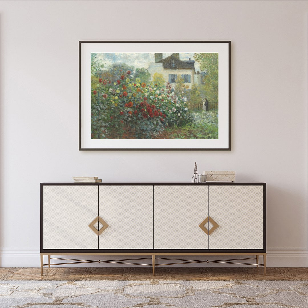 Dive into the serene beauty of a lush garden with this captivating painting. The delicate brushwork for Foyer