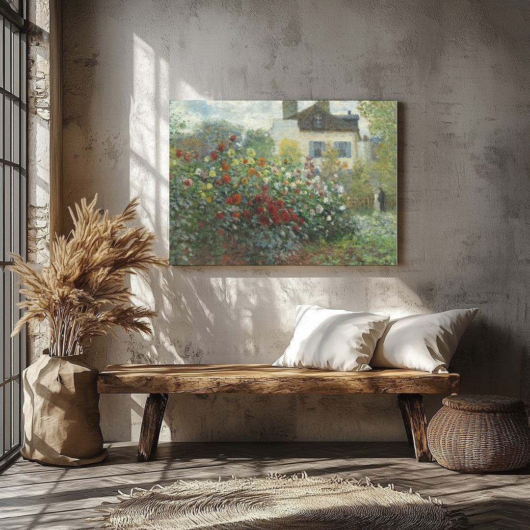 Dive into the serene beauty of a lush garden with this captivating painting. The delicate brushwork for Veranda