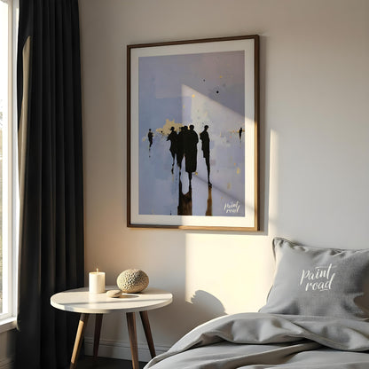 """Gathering Shadows"" captures a fleeting moment of human interaction in a subtly abstract setting… for bedroom