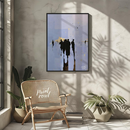 """Gathering Shadows"" captures a fleeting moment of human interaction in a subtly abstract setting… for living room