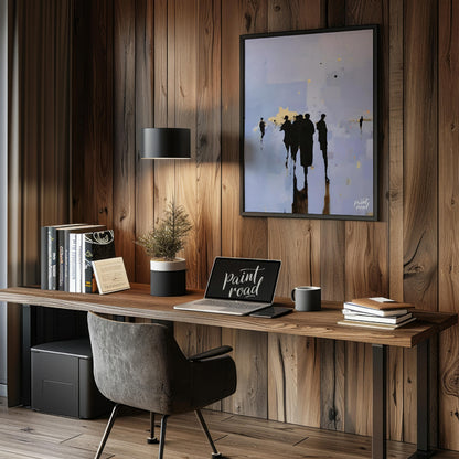 """Gathering Shadows"" captures a fleeting moment of human interaction in a subtly abstract setting… for office