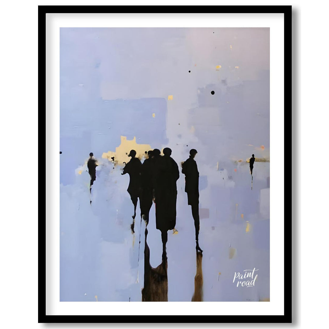 """Gathering Shadows"" captures a fleeting moment of human interaction in a subtly abstract setting… for room