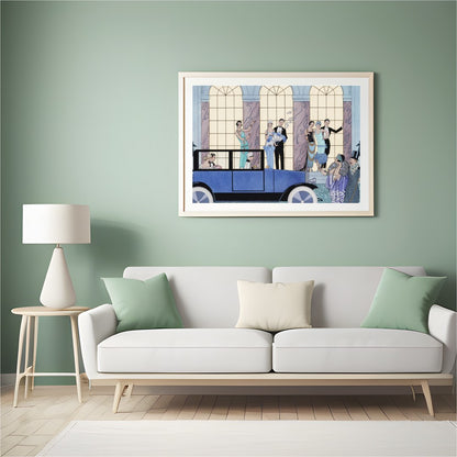 Step back into the opulence of the Roaring Twenties with this exquisite artwork. Featuring a for Hall