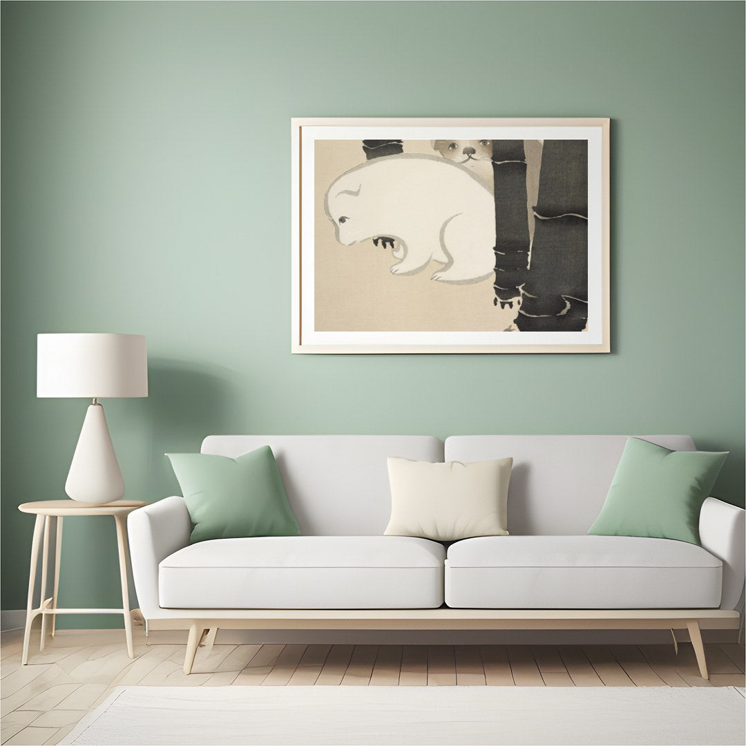 Discover the serene charm of 'Gentle Bear Encounter,' where subtle shades capture the innocent for Hall