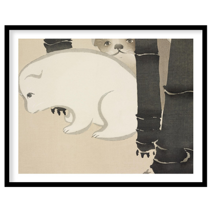 Discover the serene charm of 'Gentle Bear Encounter,' where subtle shades capture the innocent for place