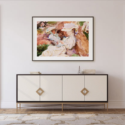 This charming watercolor painting captures a serene and intimate moment between a mother and child, for Foyer