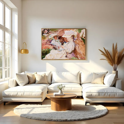 This charming watercolor painting captures a serene and intimate moment between a mother and child, for Living Room