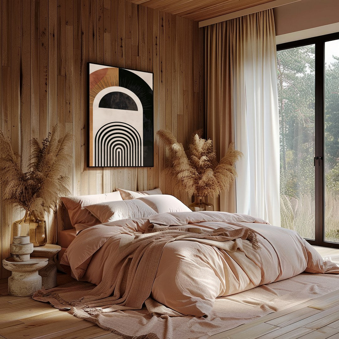 Discover a captivating blend of symmetry and style with this geometric wall art. Featuring bold for Bedroom
