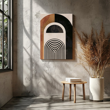 Discover a captivating blend of symmetry and style with this geometric wall art. Featuring bold for Entrance