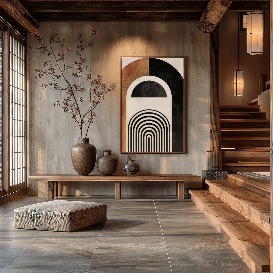 Discover a captivating blend of symmetry and style with this geometric wall art. Featuring bold for Hall