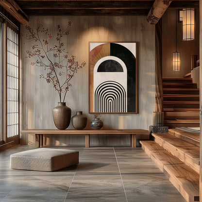 Discover a captivating blend of symmetry and style with this geometric wall art. Featuring bold for Hall