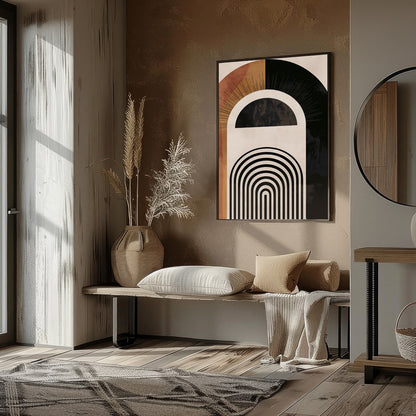 Discover a captivating blend of symmetry and style with this geometric wall art. Featuring bold for living-space
