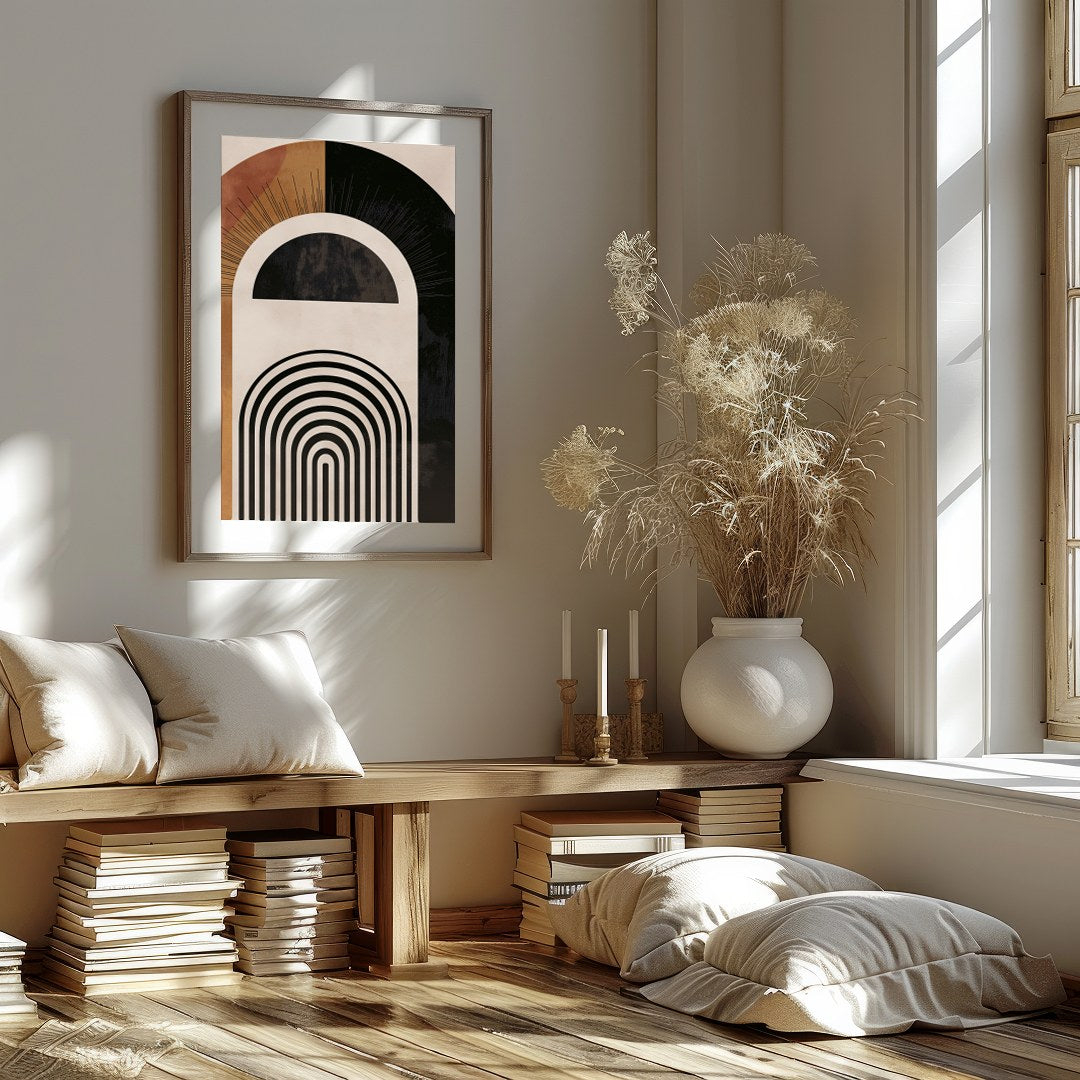 Discover a captivating blend of symmetry and style with this geometric wall art. Featuring bold for room