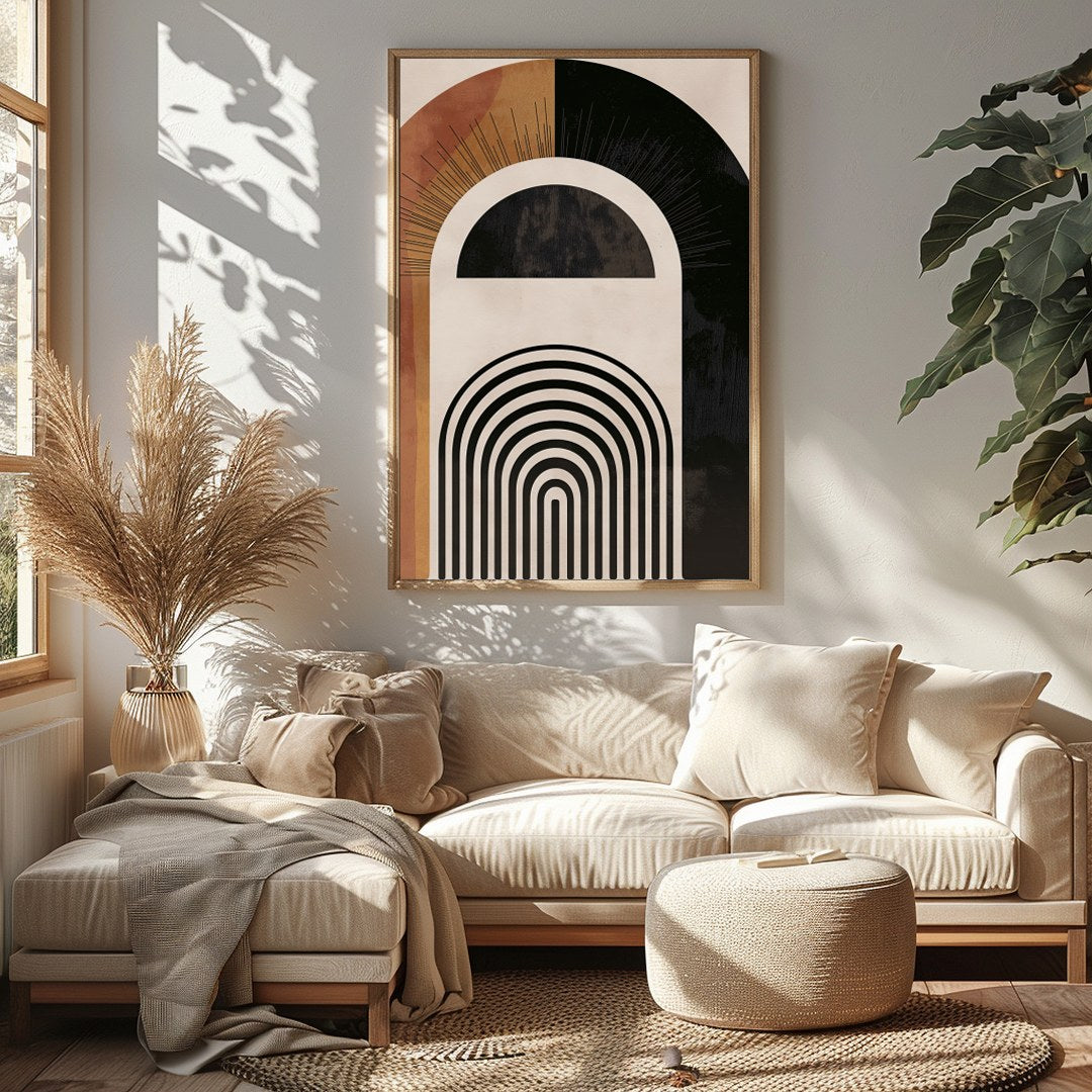 Discover a captivating blend of symmetry and style with this geometric wall art. Featuring bold for Sitting Area