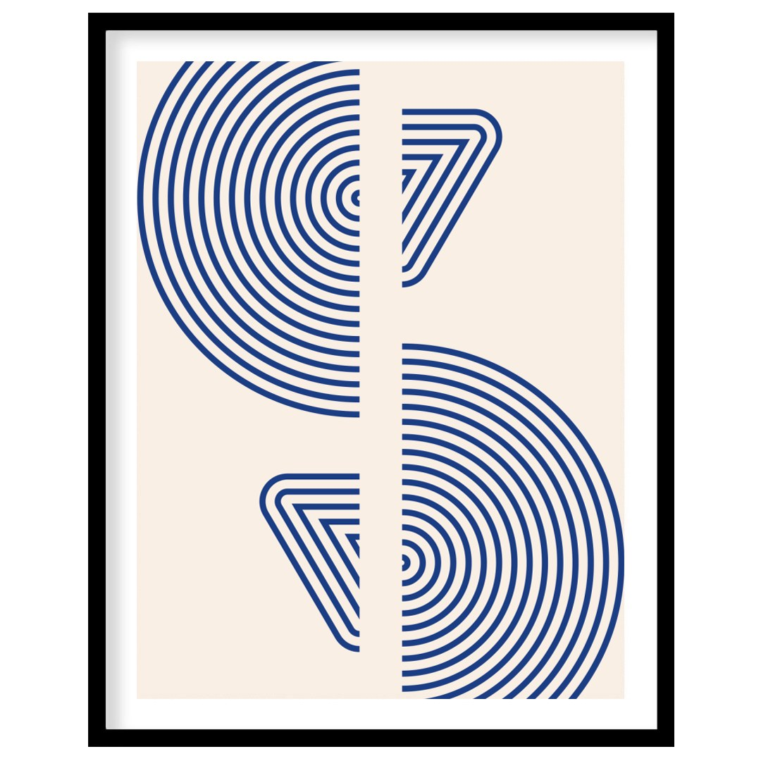 This captivating piece features intricate blue concentric circles set against a soft beige for bedroom