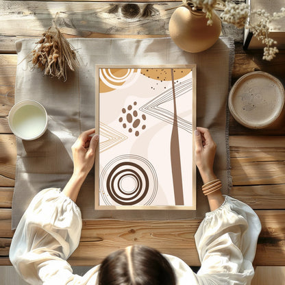 Elevate your space with this stunning geometric abstract artwork featuring a harmonious blend of for decor