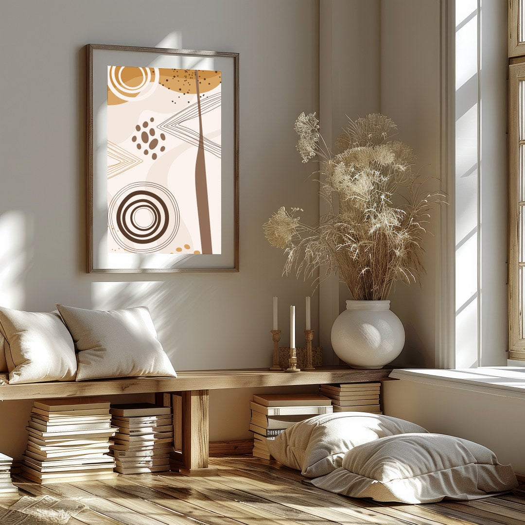 Elevate your space with this stunning geometric abstract artwork featuring a harmonious blend of for kitchen