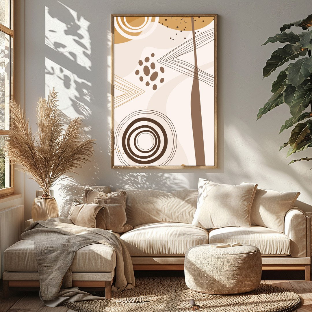 Elevate your space with this stunning geometric abstract artwork featuring a harmonious blend of for Sitting Area