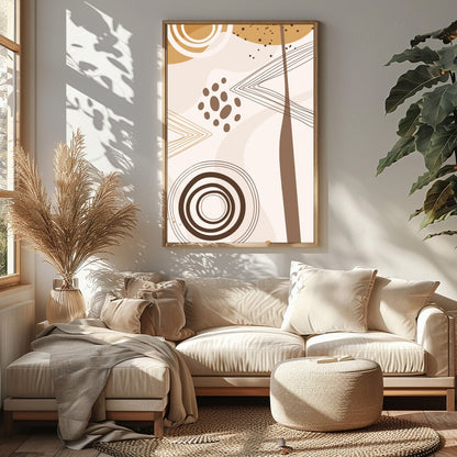 Elevate your space with this stunning geometric abstract artwork featuring a harmonious blend of for Sitting Area