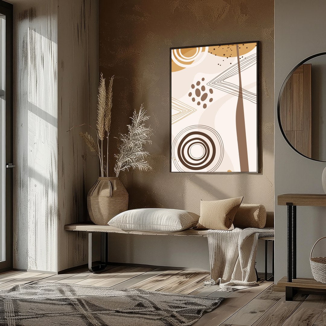 Elevate your space with this stunning geometric abstract artwork featuring a harmonious blend of for studio